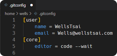 打開 git 的 config 檔