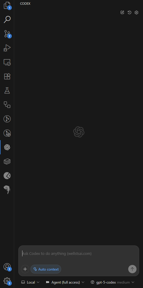 Codex main interface