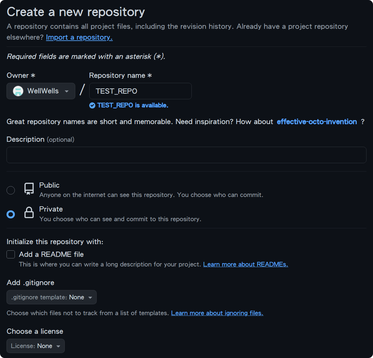 Create a new repo