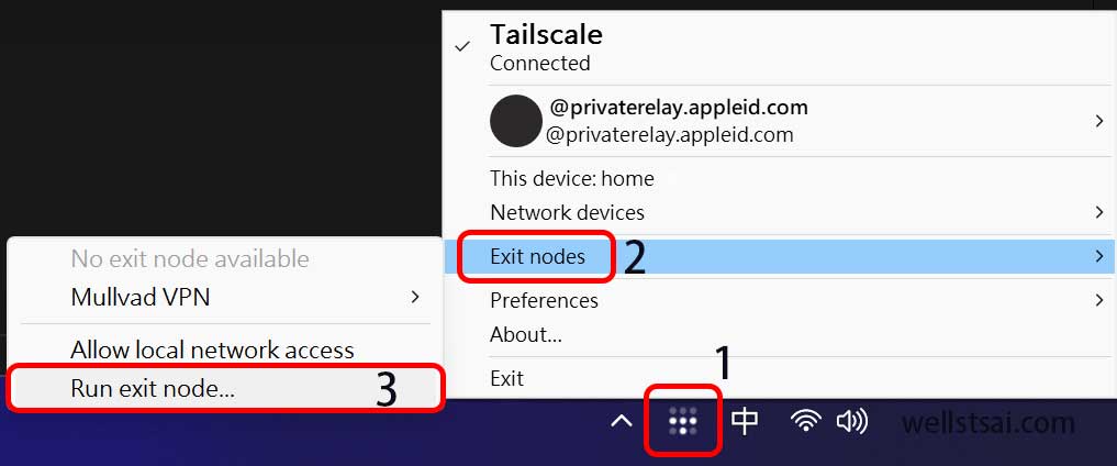 Setting up an exit node on Windows